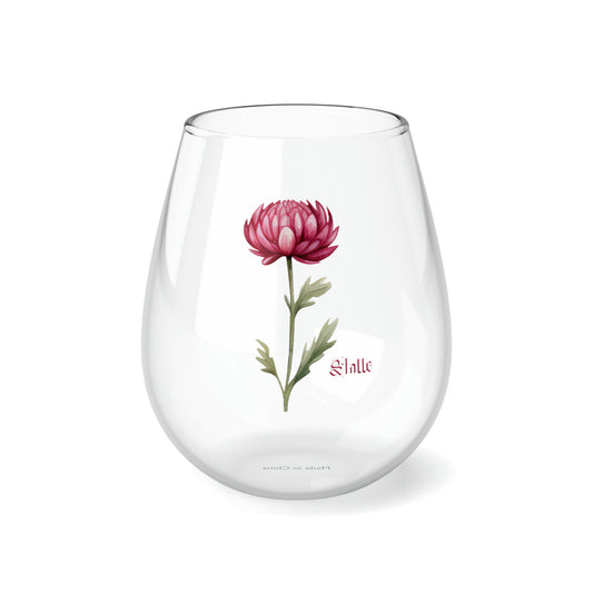 November PERSONALIZED Birth Flower Wine Glass, Birth Flower Gifts, Birth Flower wine glass, Birth Flower Gifts for Women, Gift for coworker, sister gift, birthday gift, Valentine gift, Stemless Wine Glass, 11.75oz