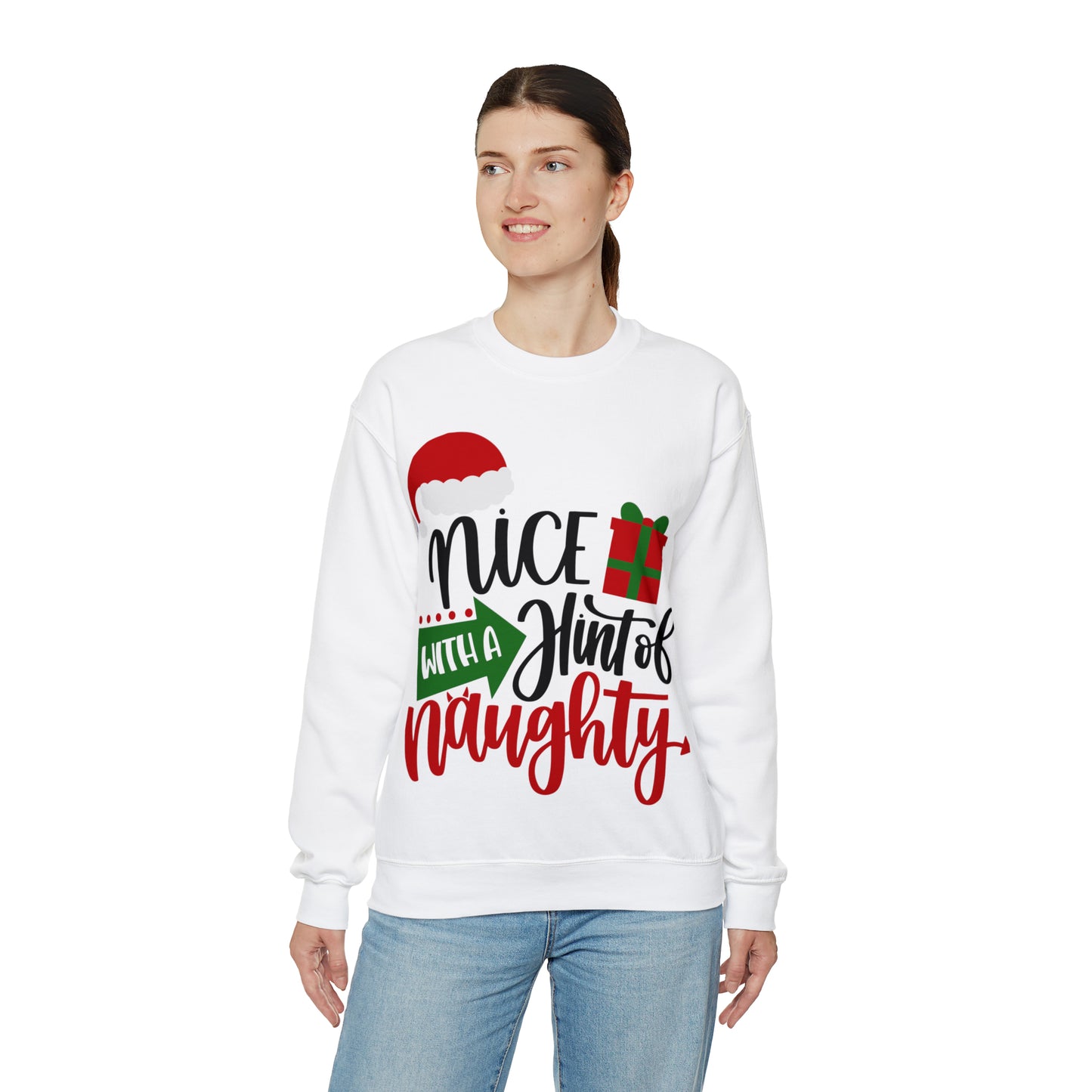 Nice with a Hint of Naughty sweatshirt,  Funny T-shirt, Unisex Tee, Christmas Shirt, Christmas Slogan Shirts, Christmas Sweater, Santa Shirt