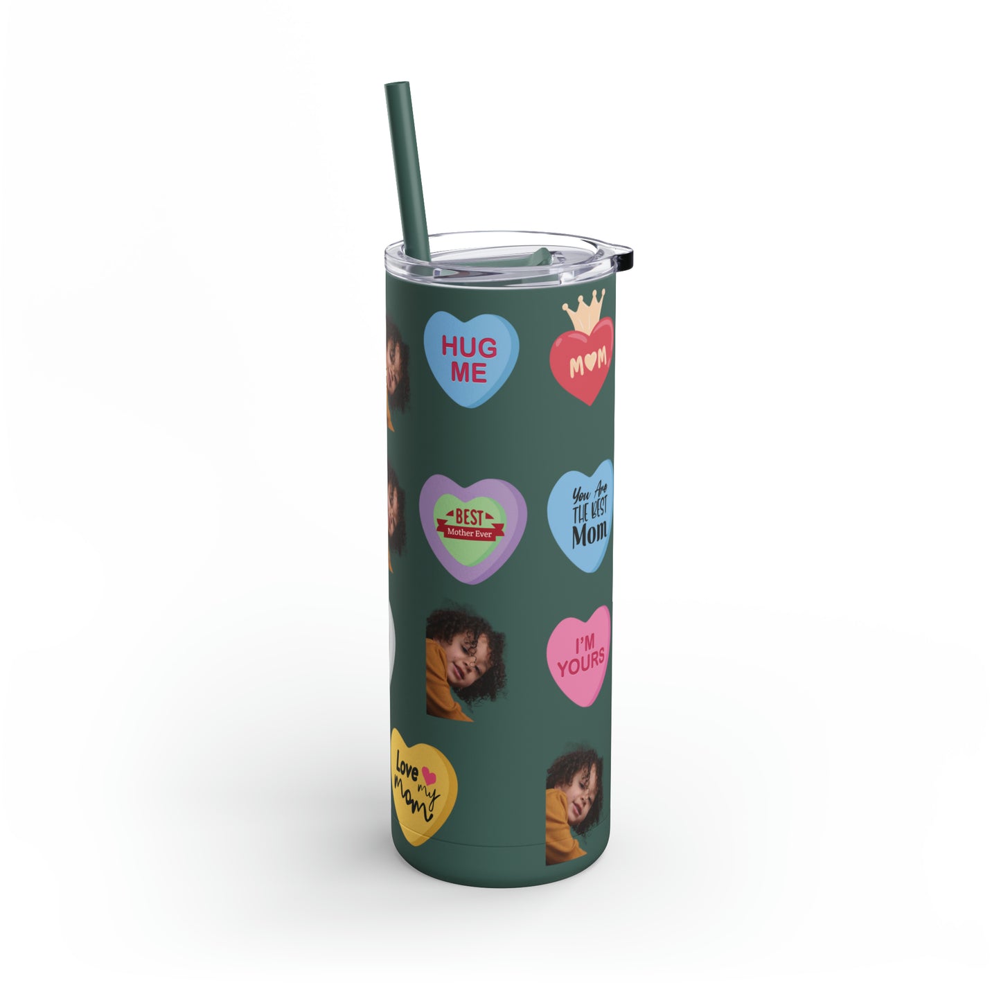 Best Mama Photo Valentine Tumbler, Valentine's Day gift, Tumblers, Auntie gift, Sister gift, Gift for her, Skinny Matte Tumbler, 20oz
