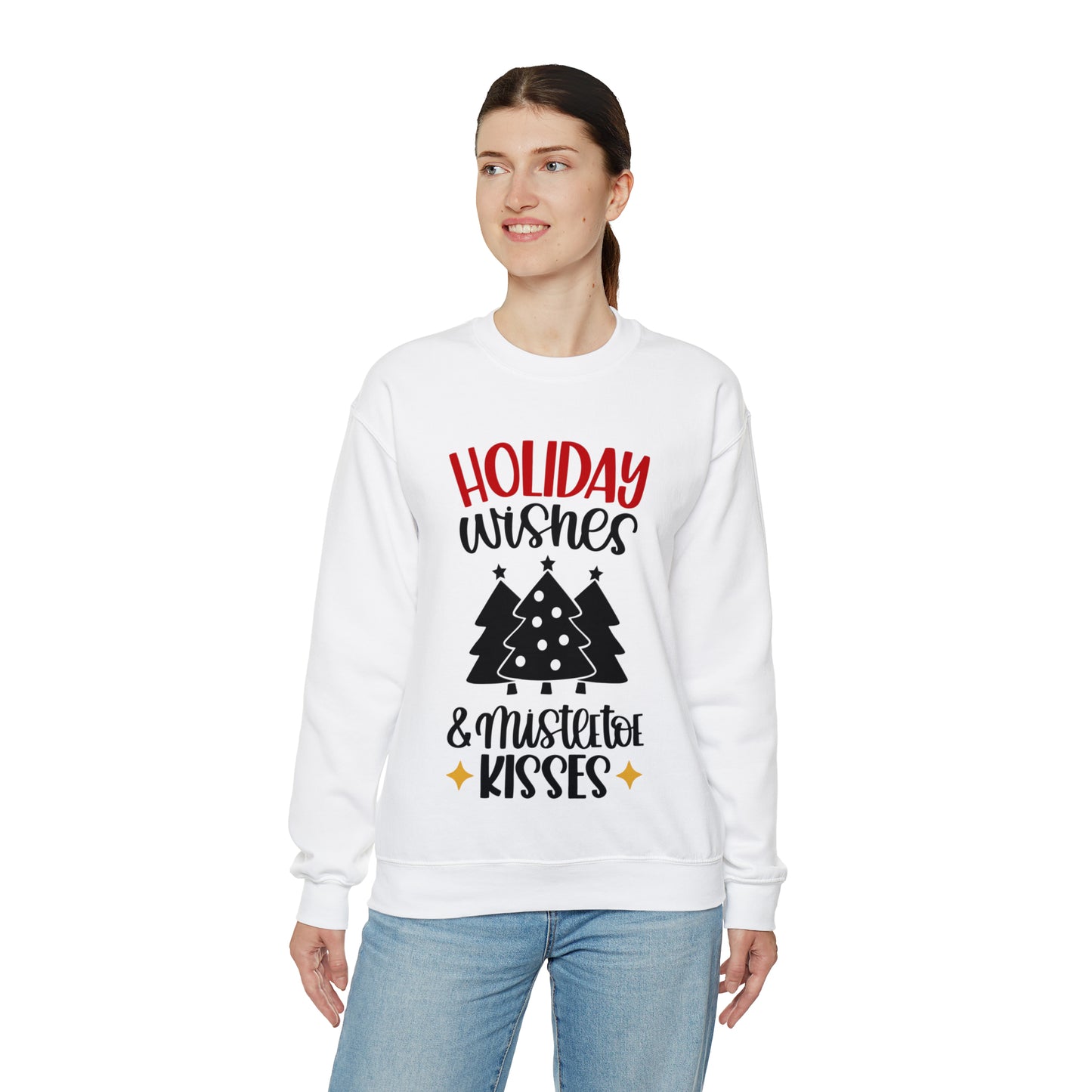 Happy Wishes & Mistletoe Kisses Unisex Heavy Blend™ Crewneck Sweatshirt
