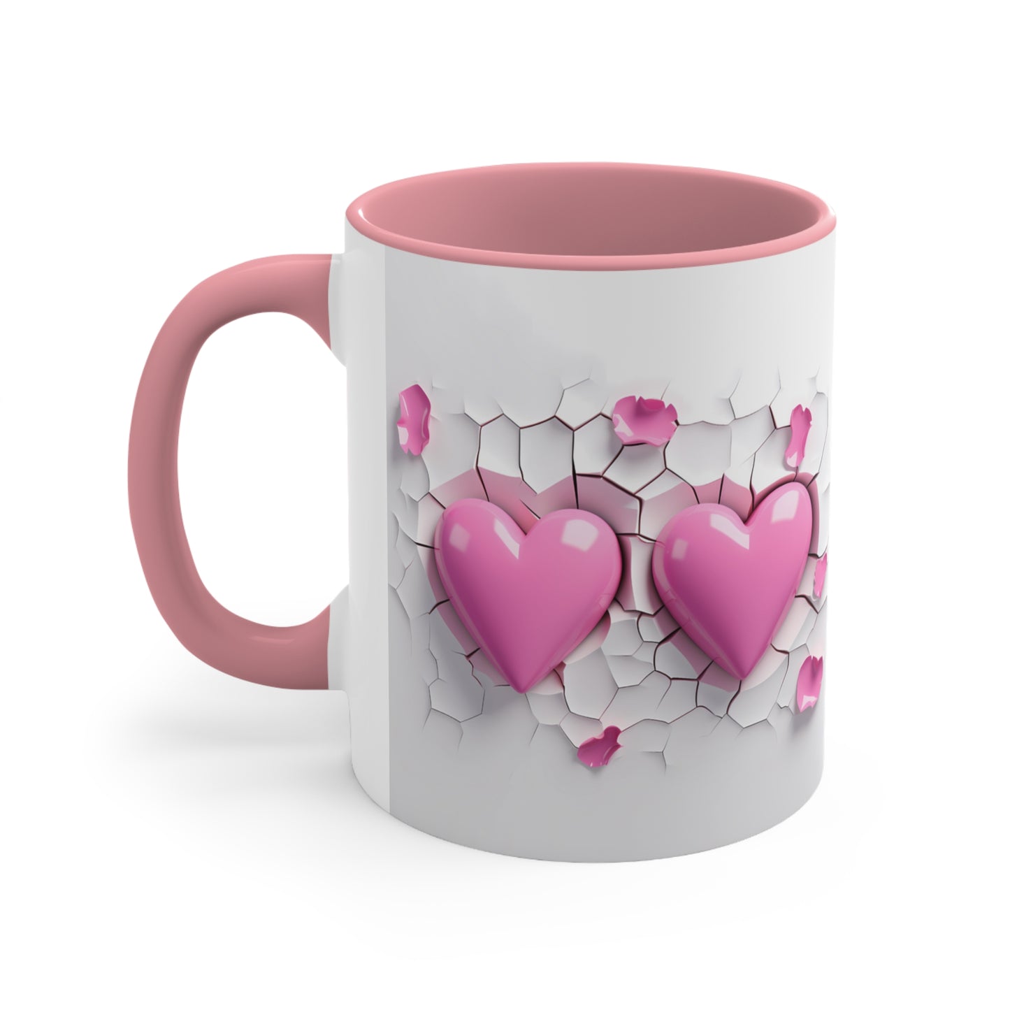 3D Valentine heart crack in the wall mug, couple mug, love heart couple mug, Funny Valentine Heart Candy, heart candy mug, conversation heart mug, Heart-Shaped Mug, Coffee Mug, 11oz