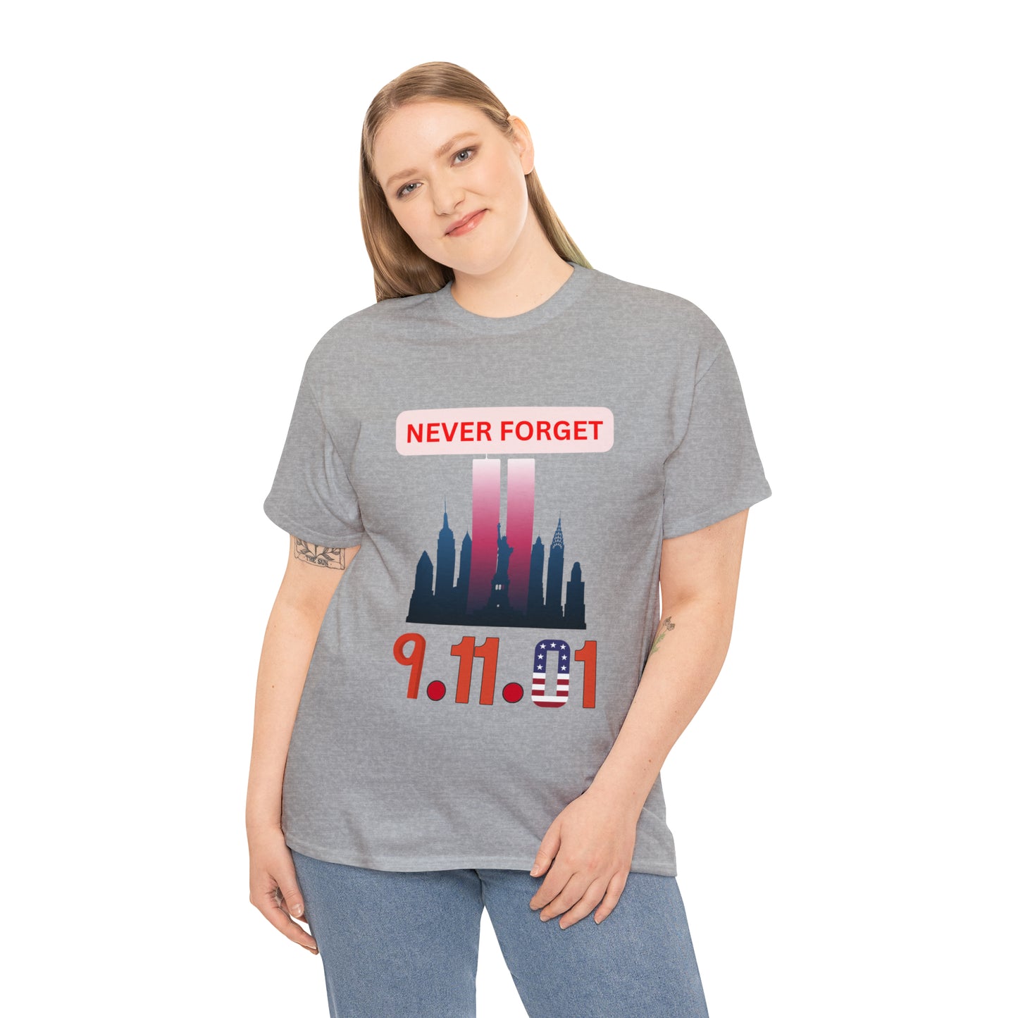 Unisex Heavy Cotton Tee- Never Forget 9/11/01
