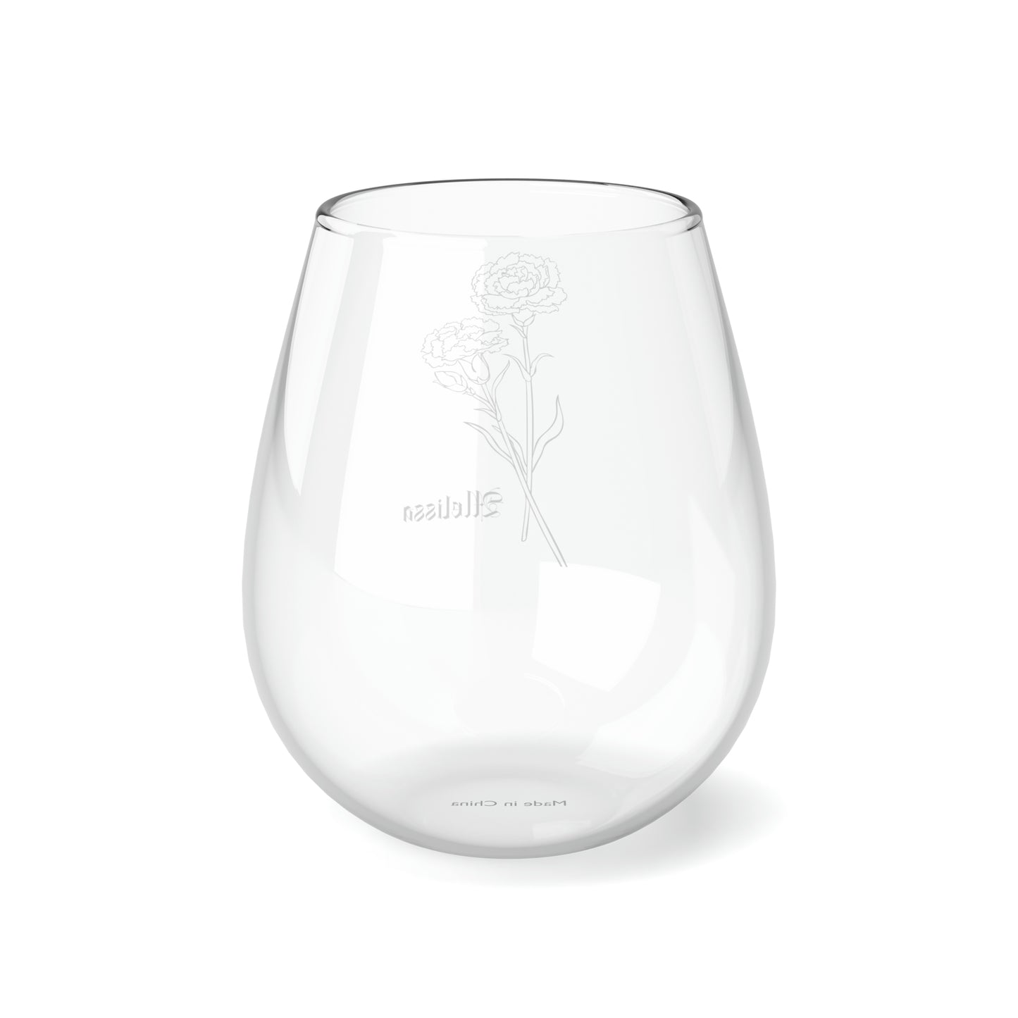 January PERSONALIZED Birth Flower Wine Glass, Birth Flower Gifts, Birth Flower wine glass, Birth Flower Gifts for Women, Gift for coworker, sister gift, birthday gift, Valentine gift, Stemless Wine Glass, 11.75oz