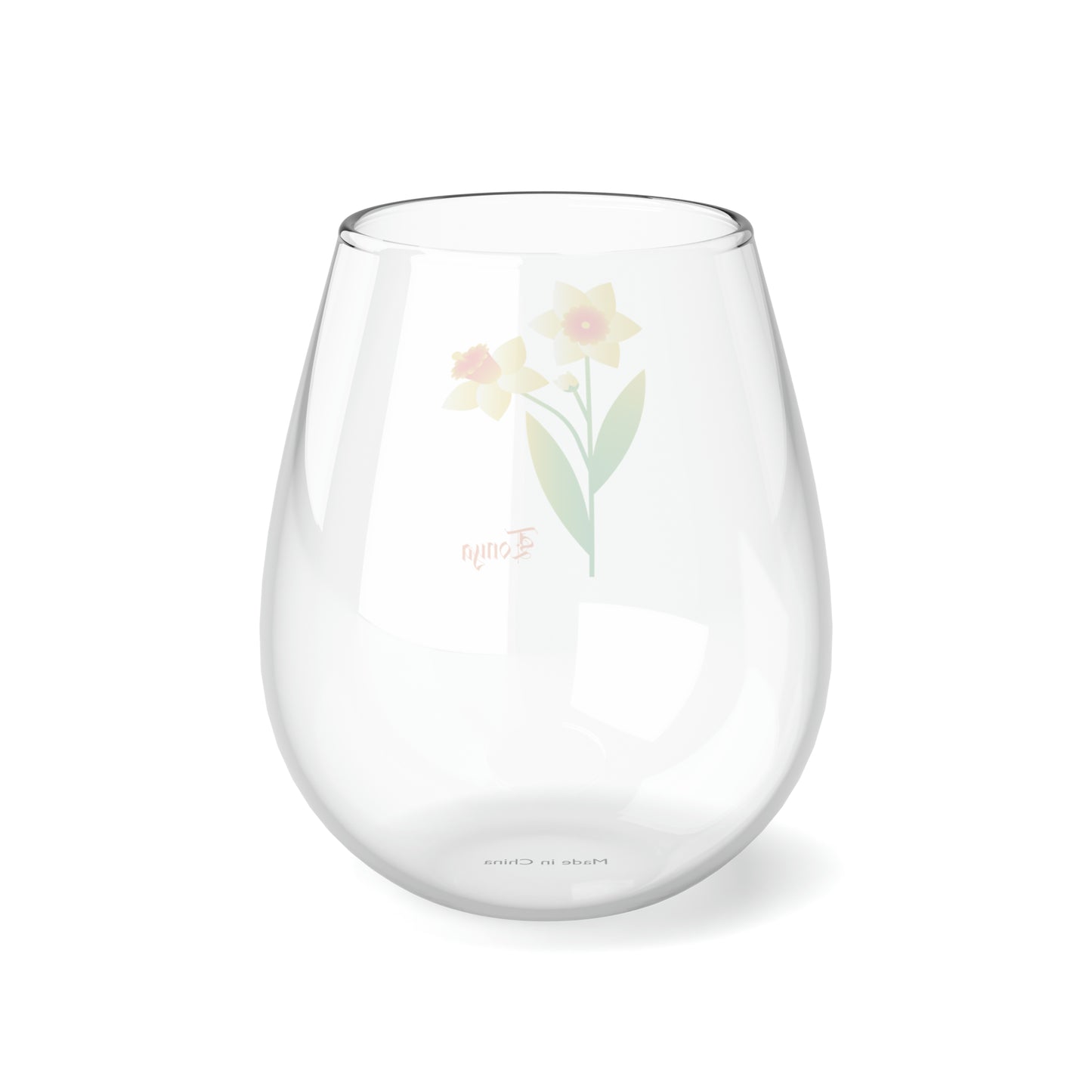 March PERSONALIZED Birth Flower Wine Glass, Birth Flower Gifts, Birth Flower wine glass, Birth Flower Gifts for Women, Gift for coworker, sister gift, birthday gift, Valentine gift, Stemless Wine Glass, 11.75oz