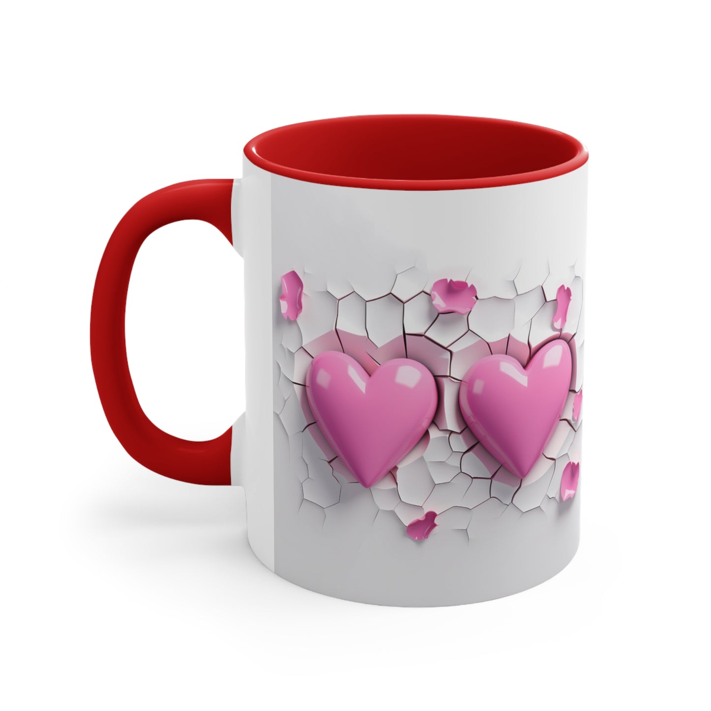 3D Valentine heart crack in the wall mug, couple mug, love heart couple mug, Funny Valentine Heart Candy, heart candy mug, conversation heart mug, Heart-Shaped Mug, Coffee Mug, 11oz