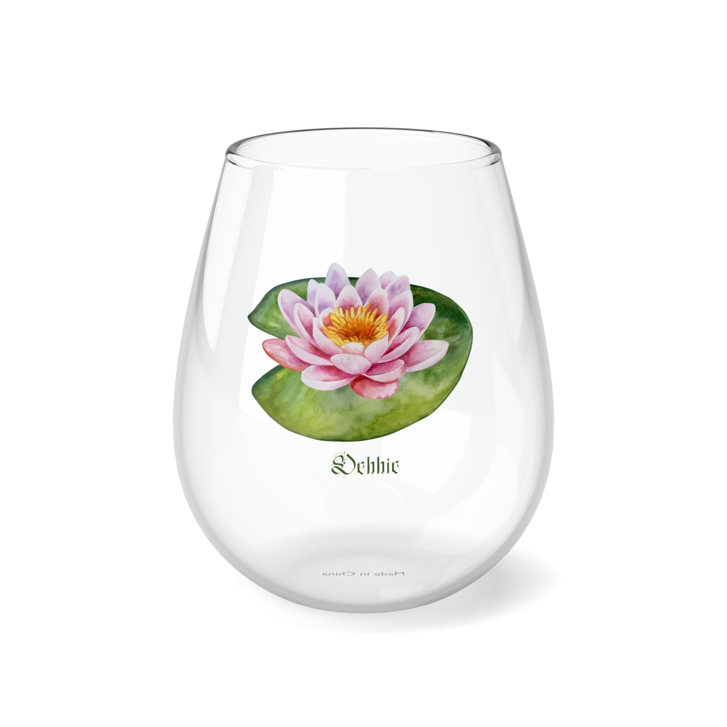July PERSONALIZED Birth Flower Wine Glass, Birth Flower Gifts, Birth Flower wine glass, Birth Flower Gifts for Women, Gift for coworker, sister gift, birthday gift, Valentine gift, Stemless Wine Glass, 11.75oz