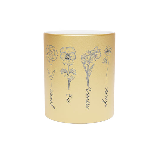 Custom Metallic Birth Month Mug, Birth Flower mug, Mother's Day Gift, Custom Mug, Mothers Day Mug, Birthday mug, Metallic Mug (Silver\Gold)