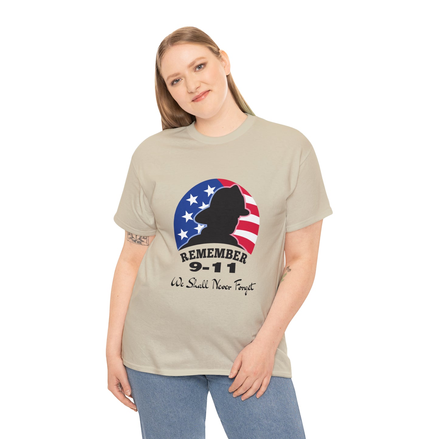 Unisex Heavy Cotton Tee- We Shall Never Forget 9/11