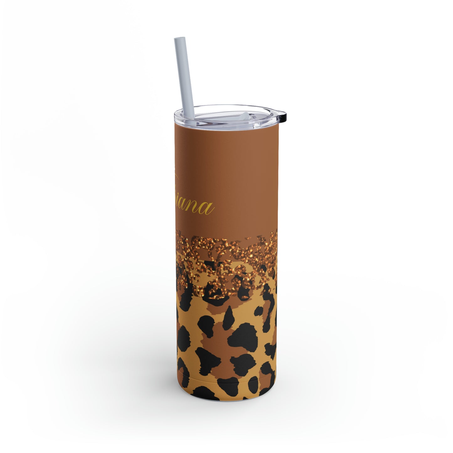Personalized Leopard Tumbler, Tumblers, Animal print gift, Gift for her, custom name, Skinny Matte Tumbler, 20oz
