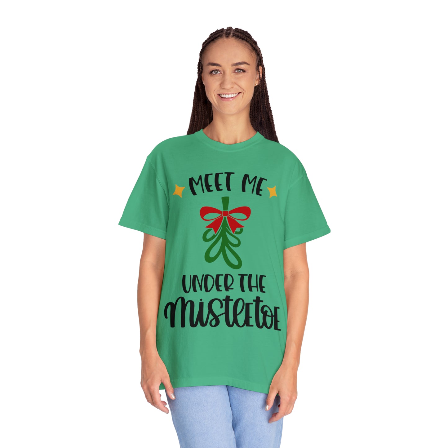 Meet Me Under the Mistletoe Unisex Garment-Dyed T-shirt