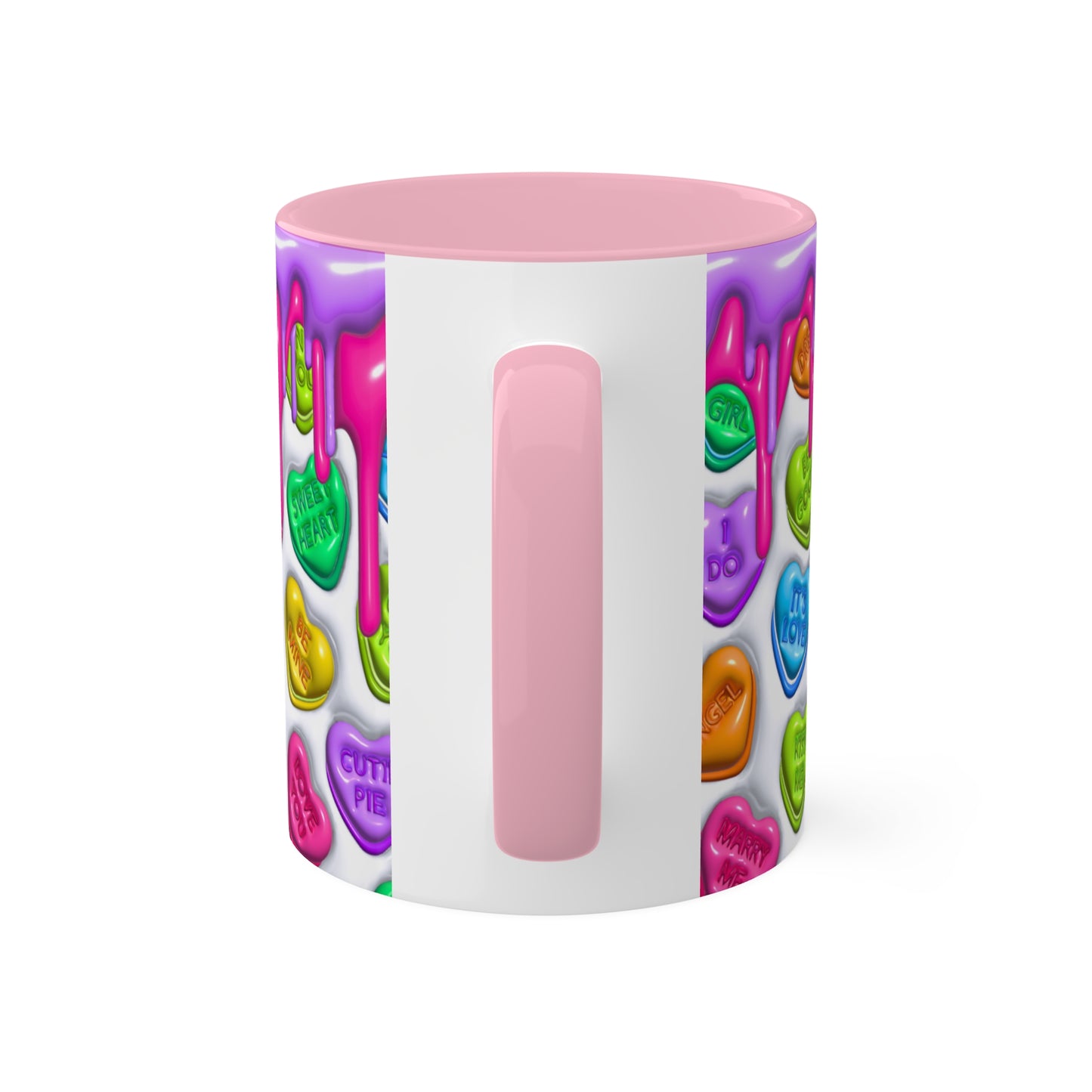 3D Valentine heart mug, Funny Valentine Heart Candy, Inflated 3D Mug wrap, heart candy mug, conversation heart mug, Colorful Mugs, 11oz