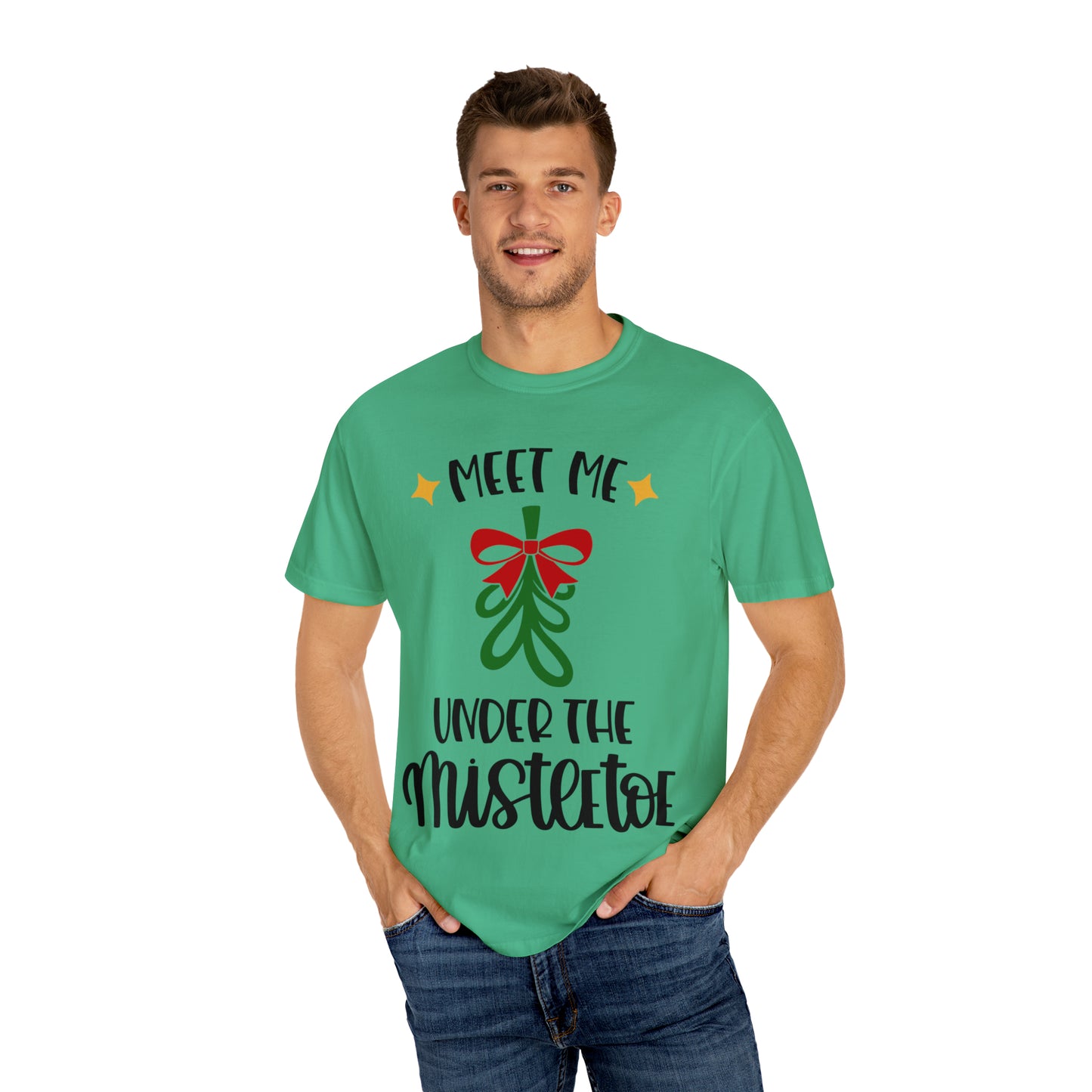Meet Me Under the Mistletoe Unisex Garment-Dyed T-shirt