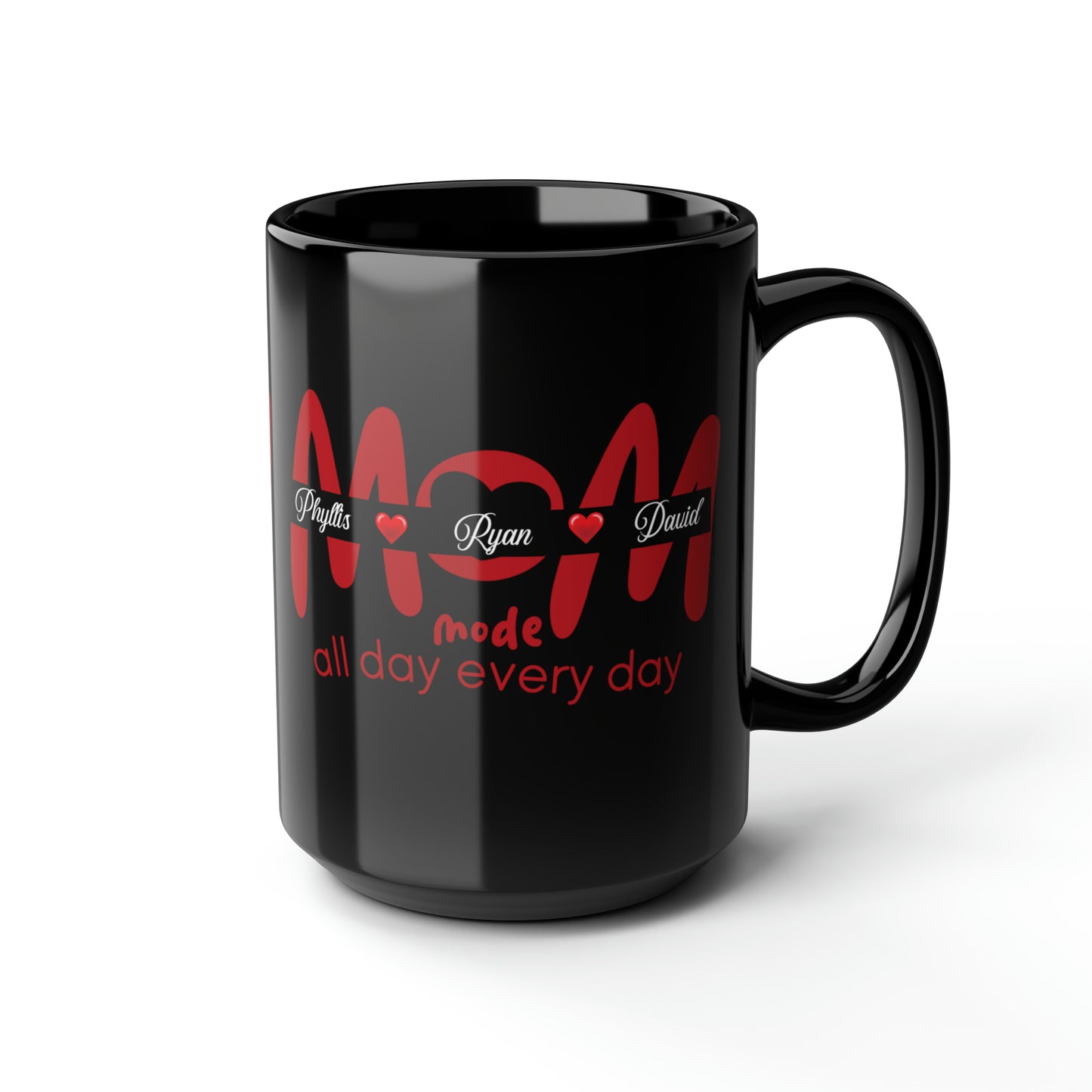 Personalized Mom Coffee Mug with kids names, Valentine's Day gift, Mother's Day gift, Mom birthday gift, mom coffee mug, Black Mug, 15oz