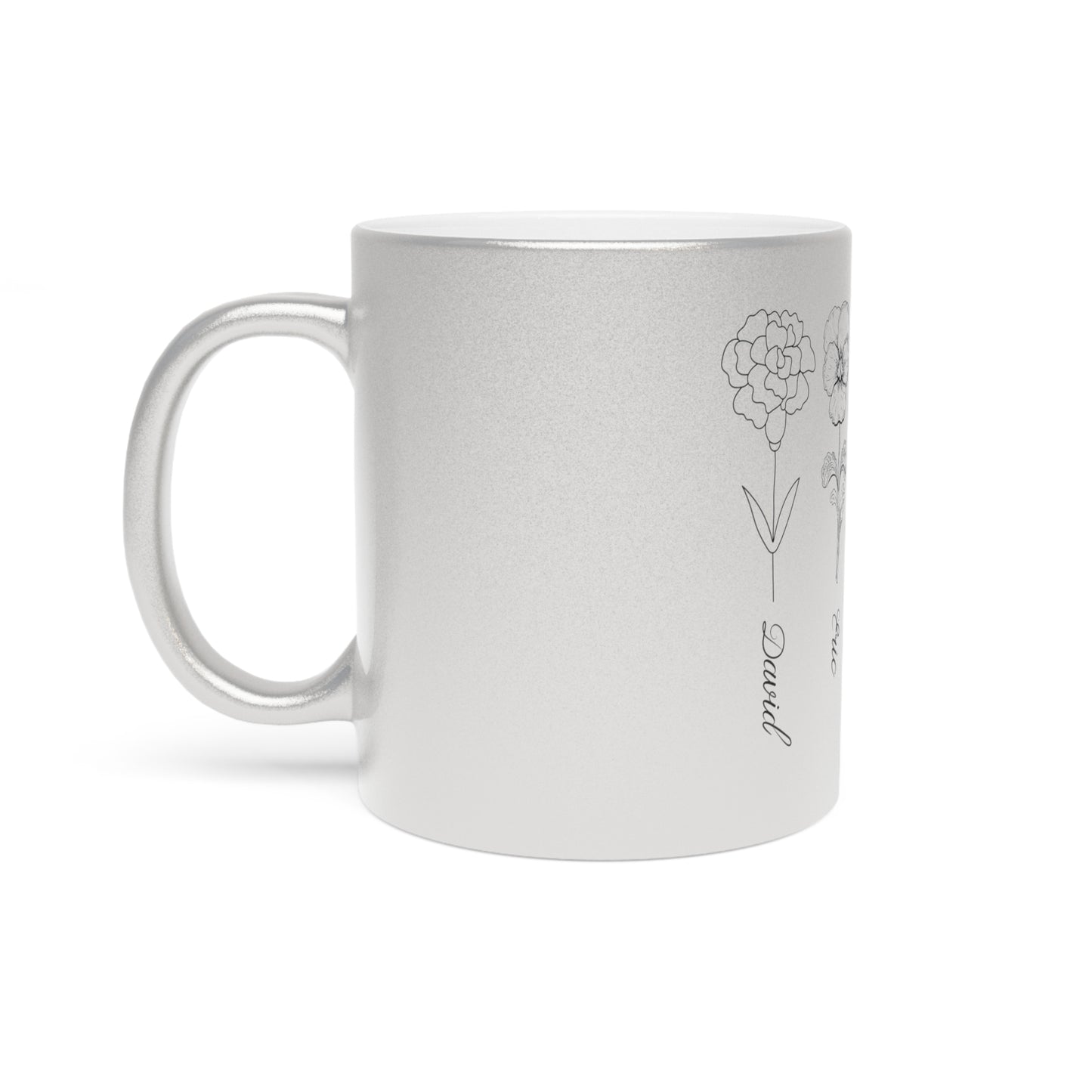 Custom Metallic Birth Month Mug, Birth Flower mug, Mother's Day Gift, Custom Mug, Mothers Day Mug, Birthday mug, Metallic Mug (Silver\Gold)