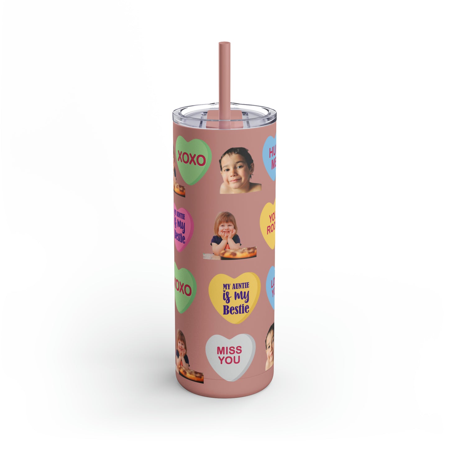 Photo Valentine Tumbler, Valentine's Day gift, Tumblers, Auntie gift, Sister gift, Gift for her, Skinny Matte Tumbler, 20oz