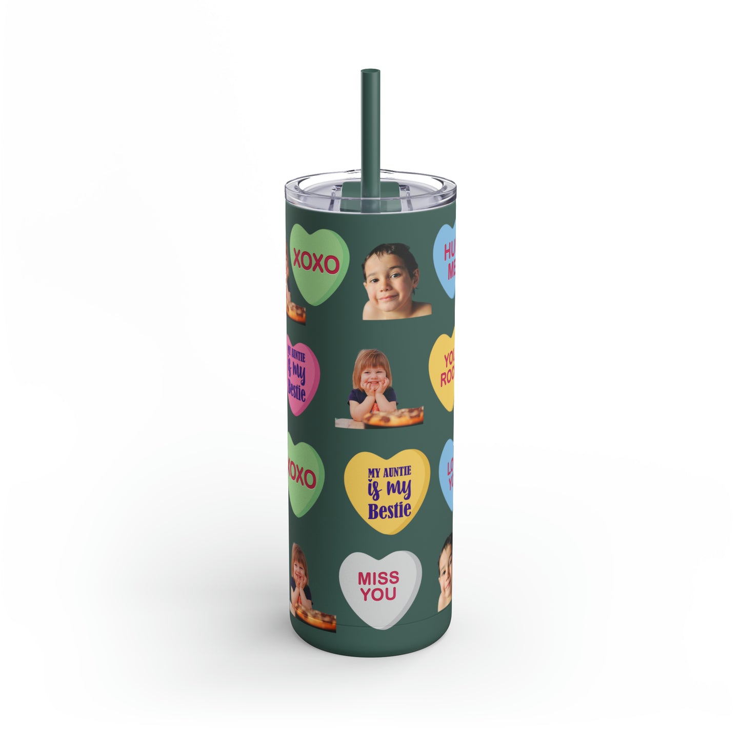 Photo Valentine Tumbler, Valentine's Day gift, Tumblers, Auntie gift, Sister gift, Gift for her, Skinny Matte Tumbler, 20oz