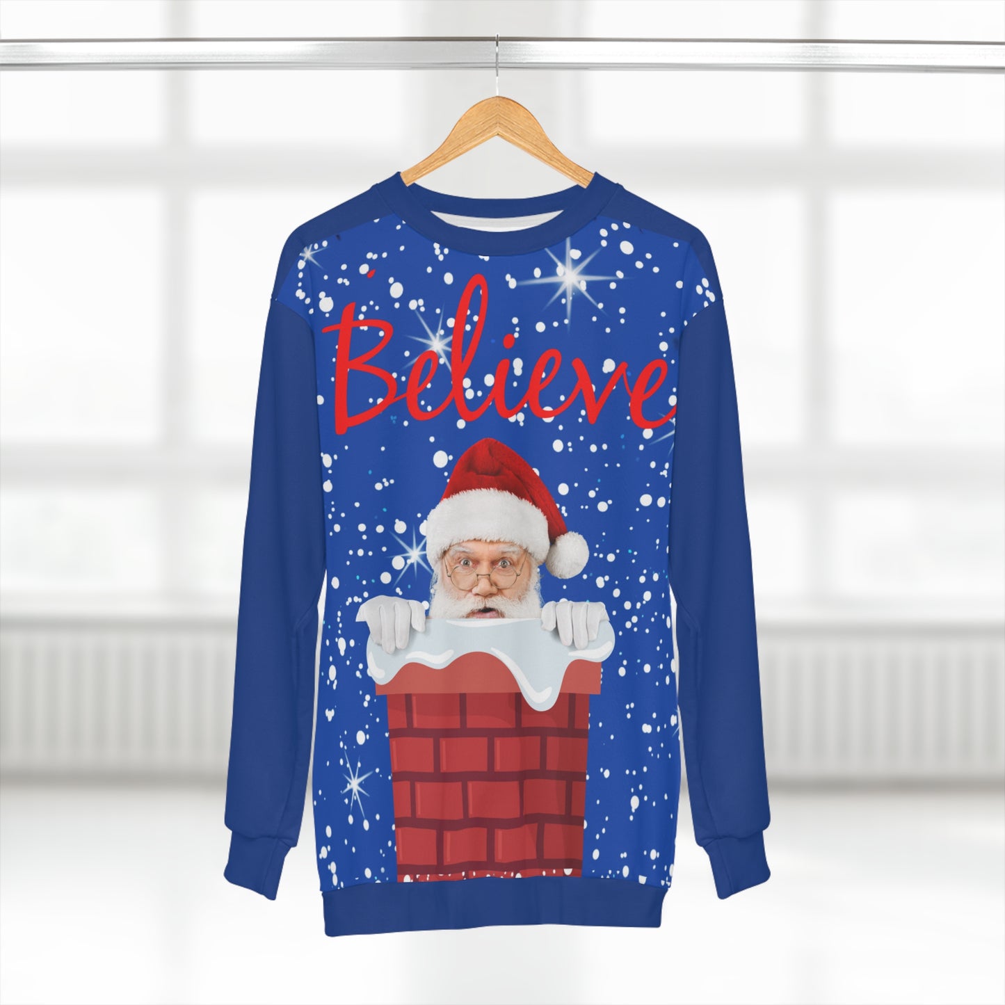 Believe Ugly Christmas Sweatshirt, Santa sweatshirt for women, unisex santa sweatshirt, Retro Christmas sweatshirt, Holiday Clothing, Classic Christmas, Unisex Sweatshirt