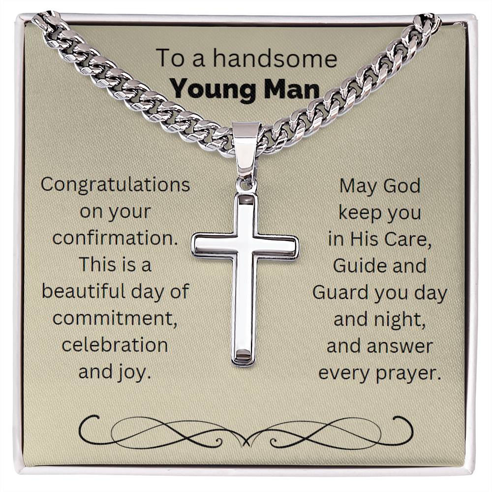 Personalized Cross for Him, Gift from Godmother, Gift from Godparent, Holy Confirmation for Him, Catholic, Confirmation Cross Necklace