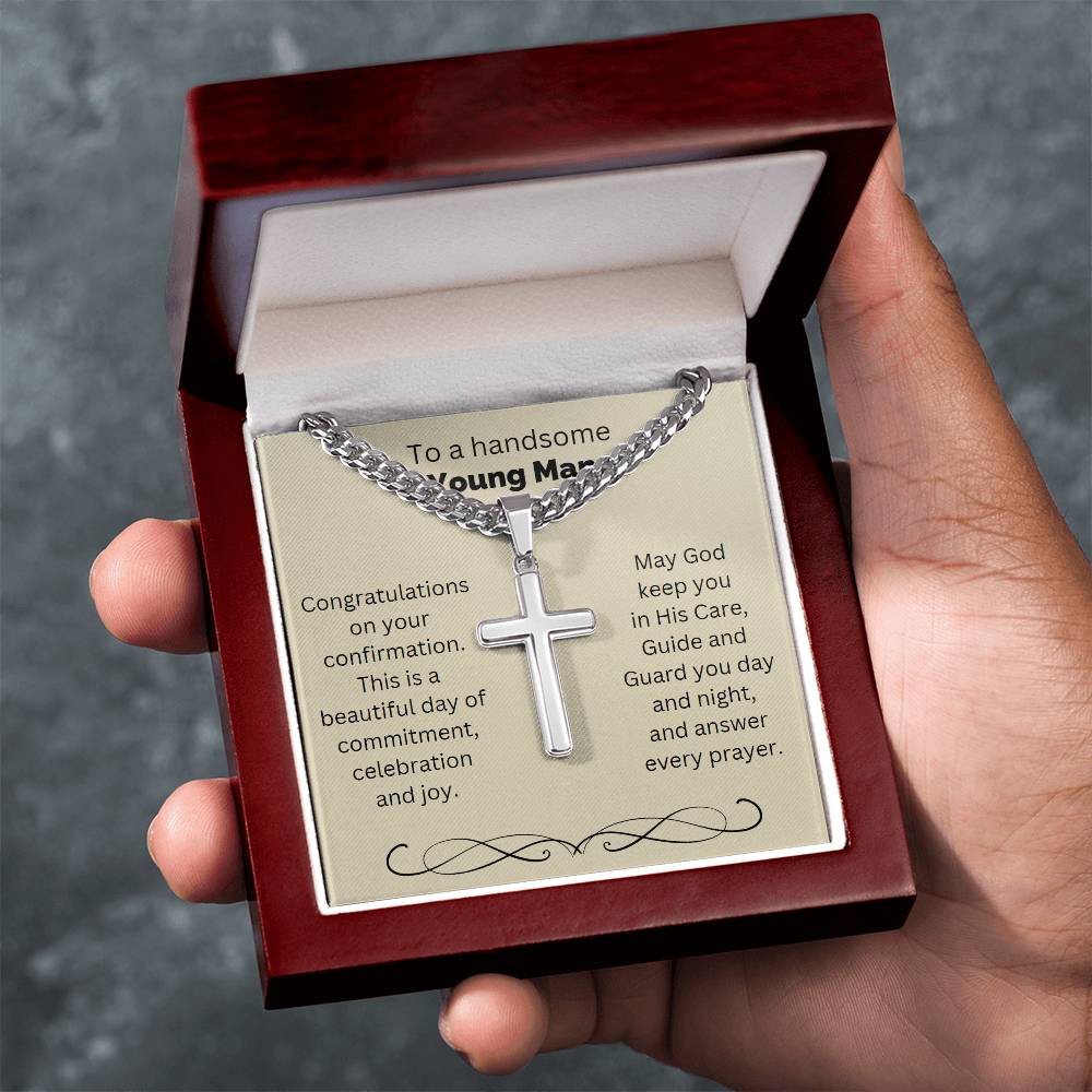 Personalized Cross for Him, Gift from Godmother, Gift from Godparent, Holy Confirmation for Him, Catholic, Confirmation Cross Necklace
