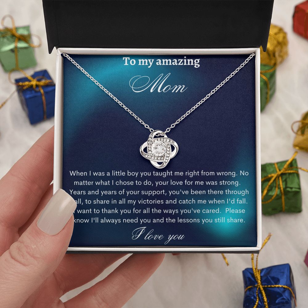 Mom Gift From Son For Mother's Day, From Son To Mom Necklace, Love Knot, Mother Gift From Son, Mom Birthday Gift From Son, Mom And Son Gift, From Son to Mom Just Because