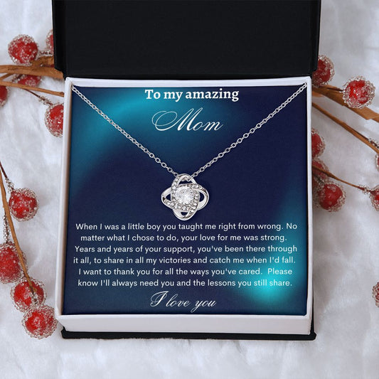 Mom Gift From Son For Mother's Day, From Son To Mom Necklace, Love Knot, Mother Gift From Son, Mom Birthday Gift From Son, Mom And Son Gift, From Son to Mom Just Because