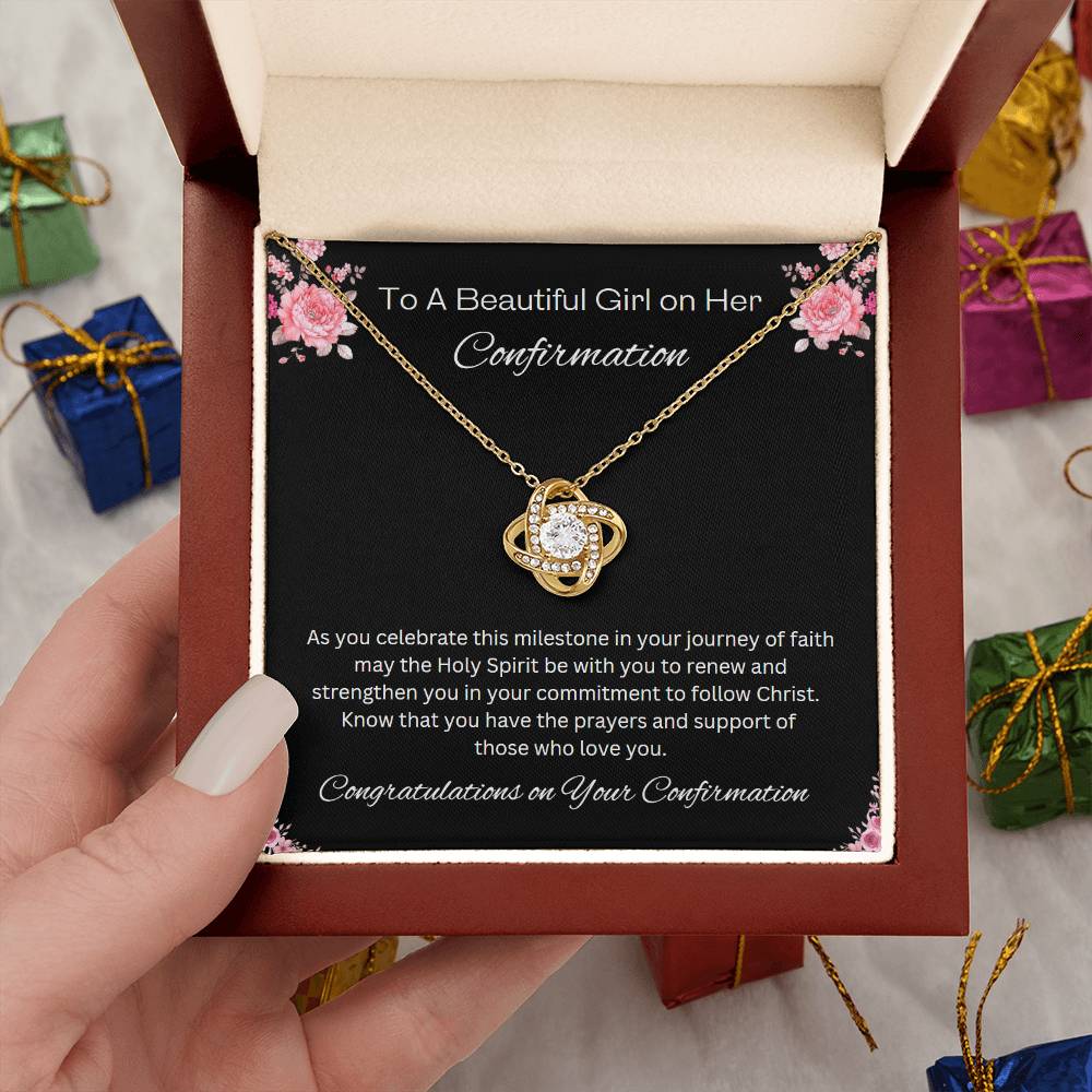 Love Knot Necklace Confirmation Necklace, Christian Gift, Gift from Godparent, Gift from Parent, Gift Necklace, Baptism Gift, First Communion, Faith, Christening, Confirmation, Confirmation Gift for Girls Catholic, Holy Confirmation for Girls