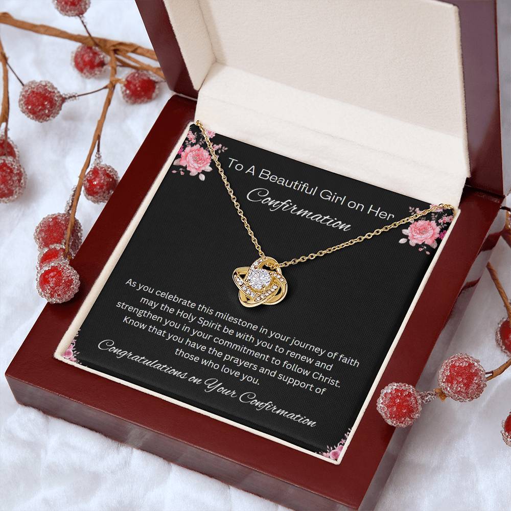 Love Knot Necklace Confirmation Necklace, Christian Gift, Gift from Godparent, Gift from Parent, Gift Necklace, Baptism Gift, First Communion, Faith, Christening, Confirmation, Confirmation Gift for Girls Catholic, Holy Confirmation for Girls
