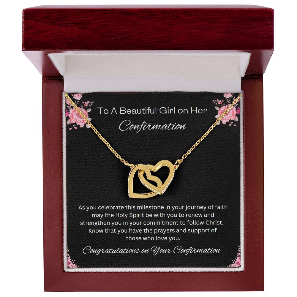 Interlocking Hearts Confirmation Necklace, Christian Gift, Gift from Godparent, Gift from Parent, Gift Necklace, Baptism Gift, First Communion, Faith, Christening, Confirmation, Confirmation Gift for Girls Catholic, Holy Confirmation for Girls