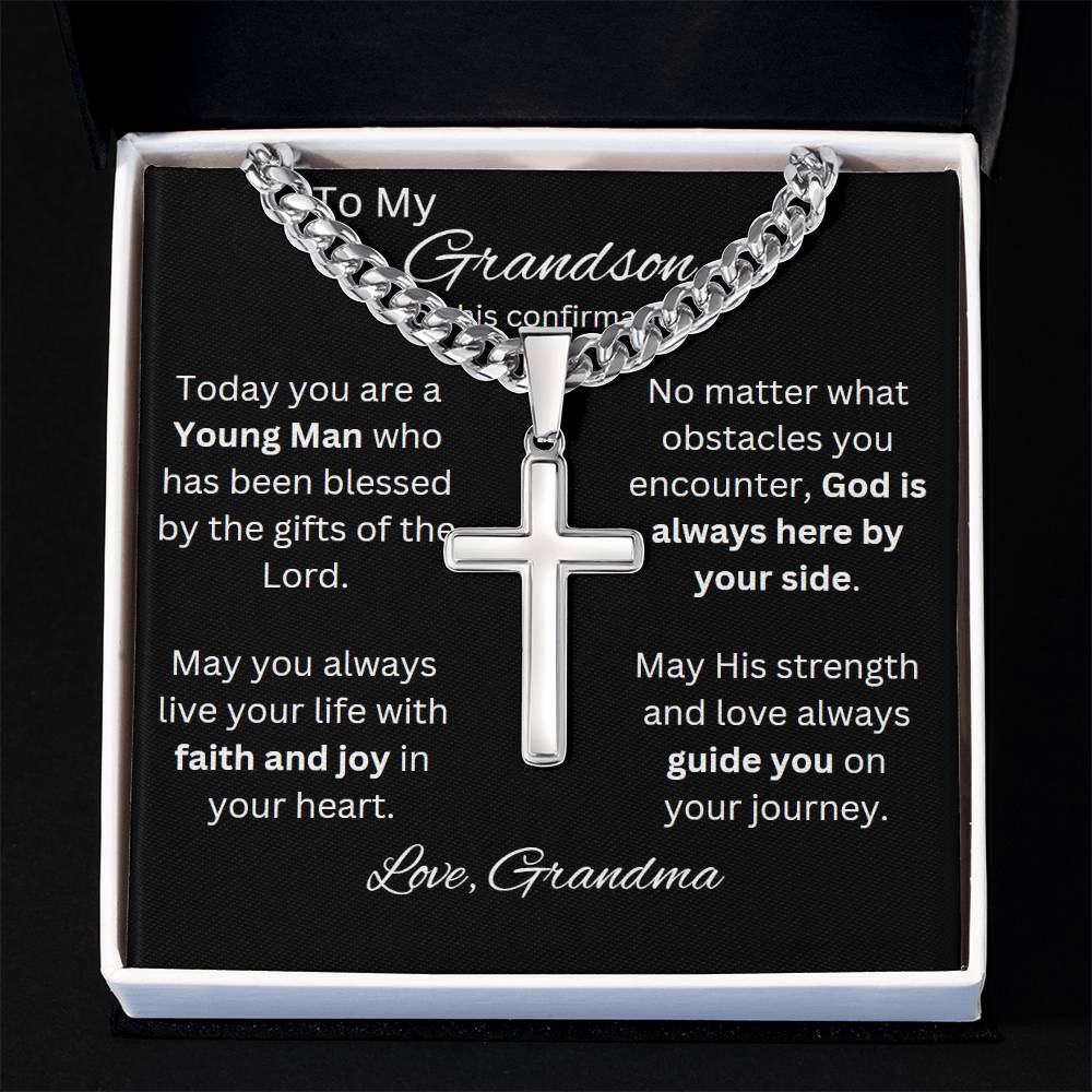 Grandson Confirmation, Confirmation Gift for Boys, Gift from Grandma, Confirmation Necklace, Gift for Him, Baptism Gift, First Communion, Faith, Christening, Confirmation, Cross Necklace