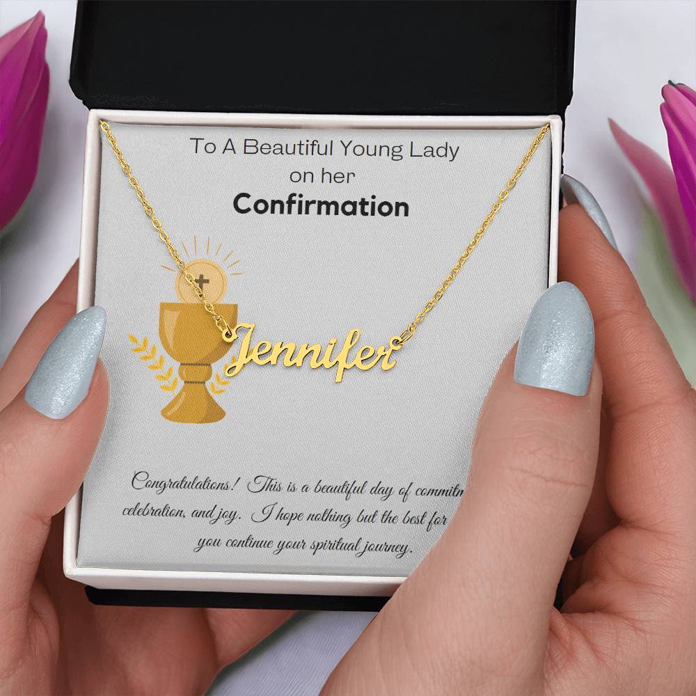 Personalized Name Necklace, Gift from Godparent, Confirmation Gift from Parents, Confirmation Necklace, Communion gift, Baptism gift,