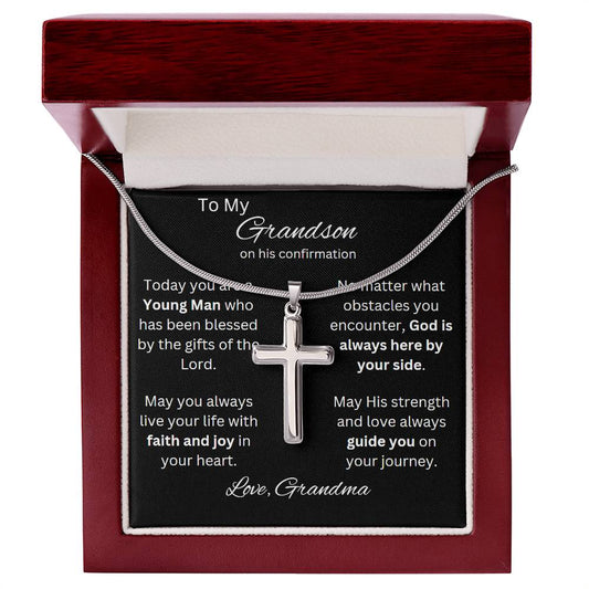 Grandson Confirmation Necklace, Confirmation Gift for him, Gift from Grandparents, Confirmation Necklace, Holy Confirmation Gift, Gift for Him, Baptism Gift, First Communion, Faith, Christening, Confirmation, Cross Necklace