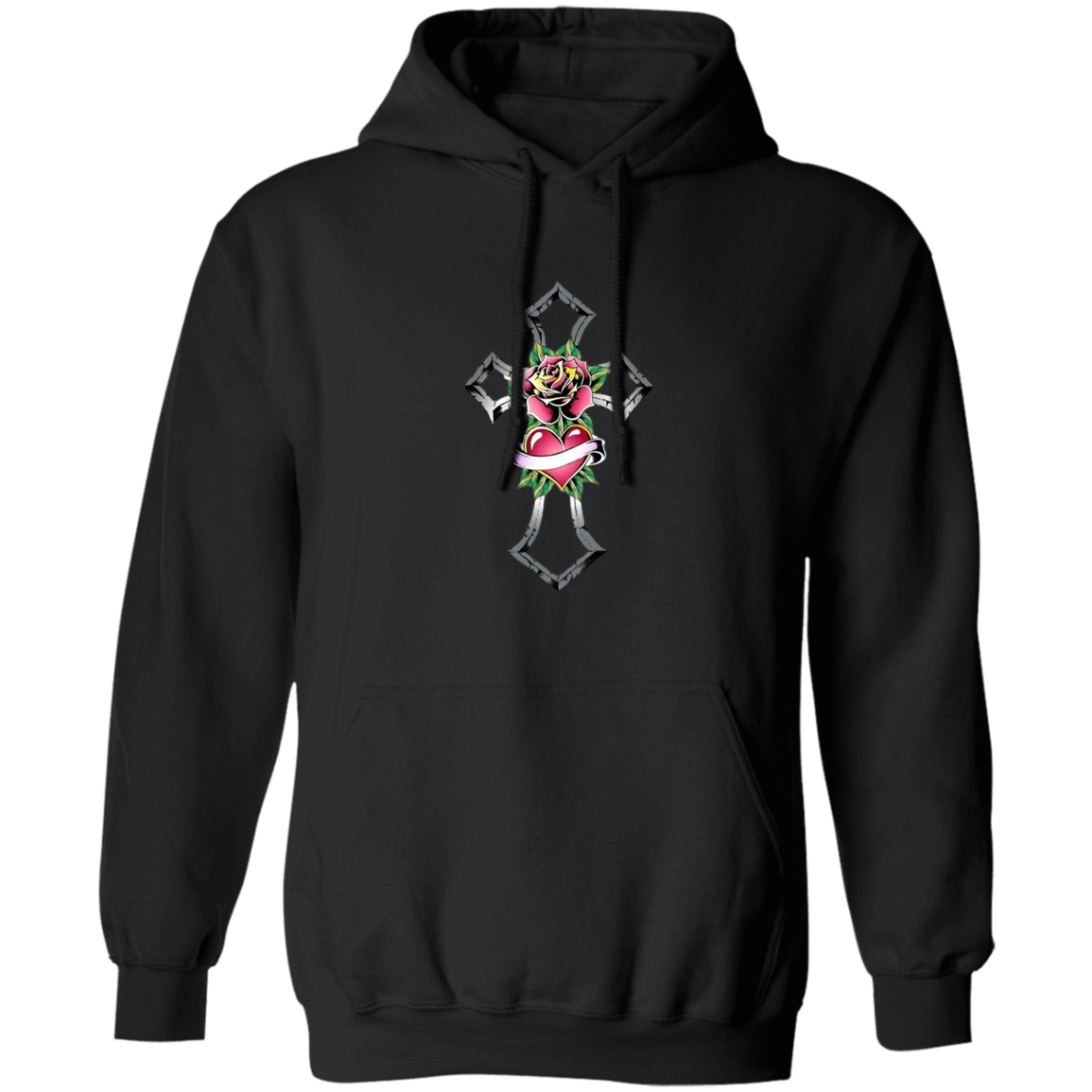 Tribal Rose with Heart Emblem Unisex Pullover Hoodie