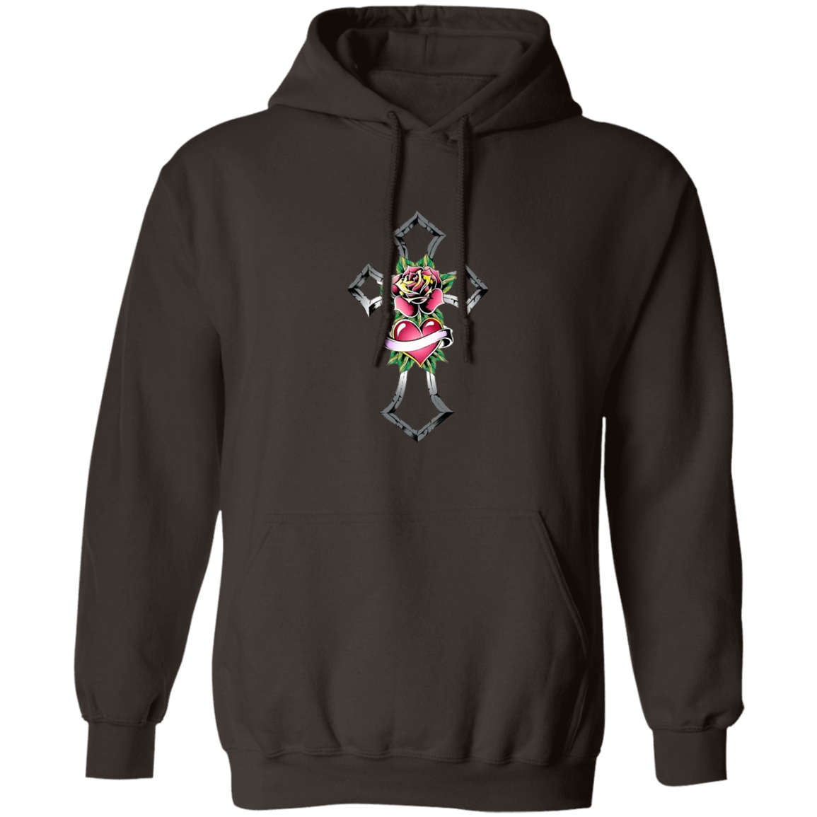 Tribal Rose with Heart Emblem Unisex Pullover Hoodie