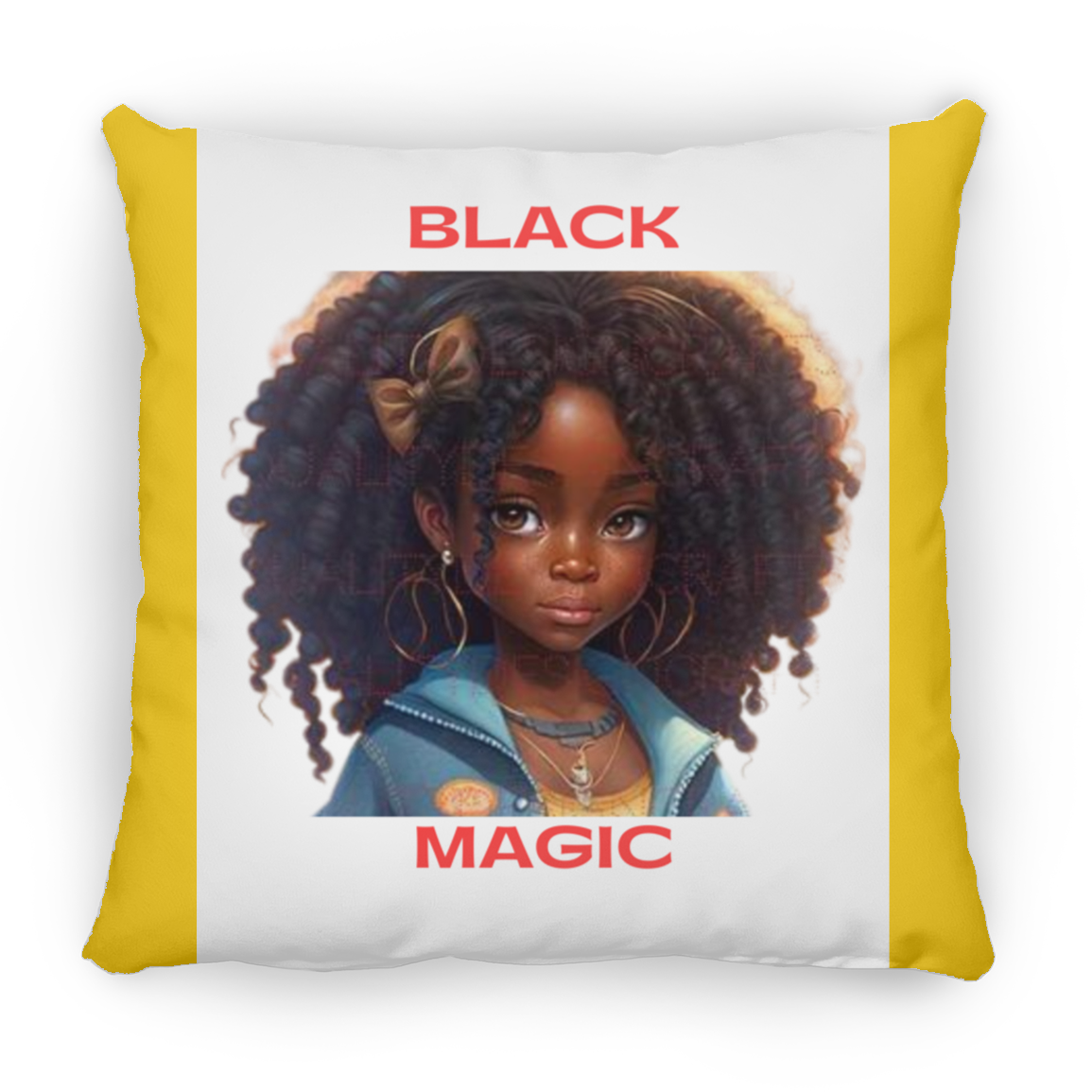 Black Girl Magic Large Square Pillow, Kids Beautiful Black Girl Magic Melanin Black Woman, Afro Fashion Girl African American