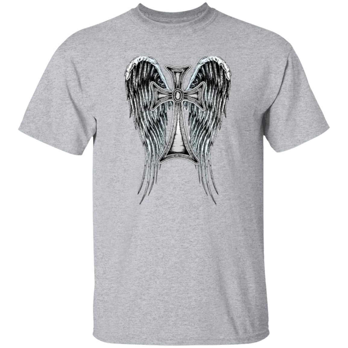Heraldic Wing Cross oz. T-Shirt, Heraldic Wing cross Men's Jersey LS T-Shirt, Men's Short Sleeve T-Shirt,  Jesus Shirt, Men's T-Shirts