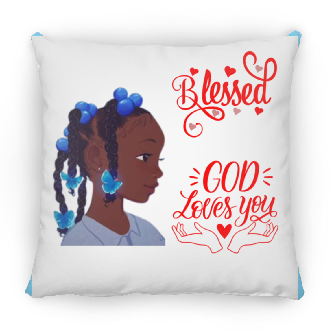Blessed God Loves You Large Square Pillow