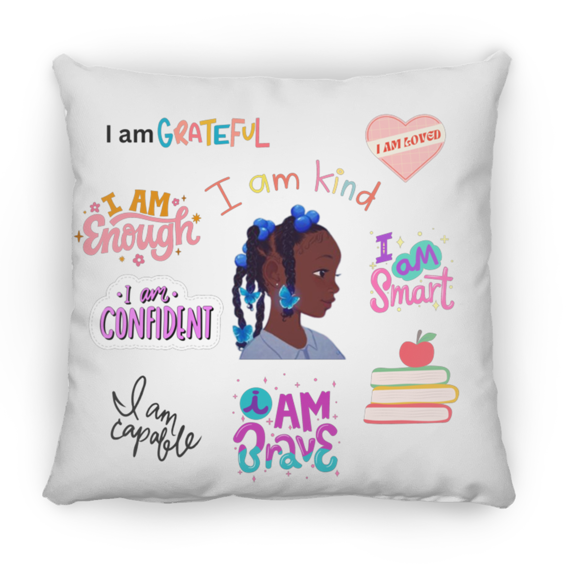 I Am Grateful. I Am Kind. Large Square Pillow