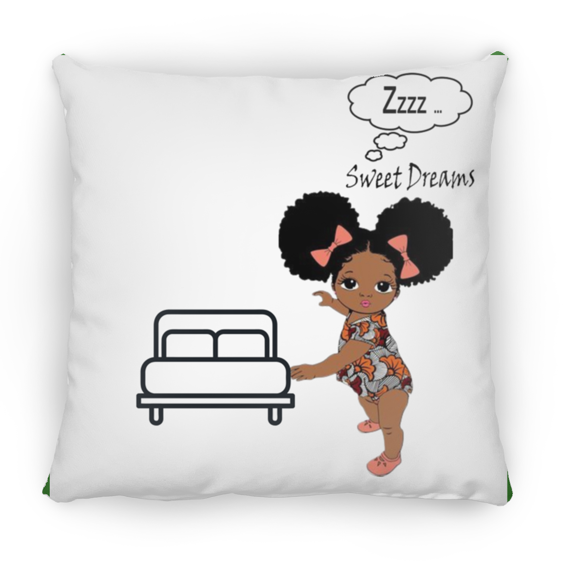 Zzzz Sweet Dreams Large Square Pillow Bedding for little girl, Animated childrens nursery decor