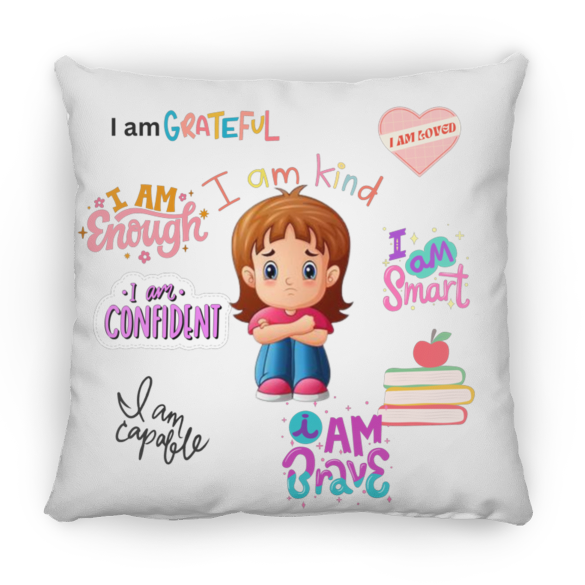 I Am Grateful. I Am Kind. Large Square Pillow