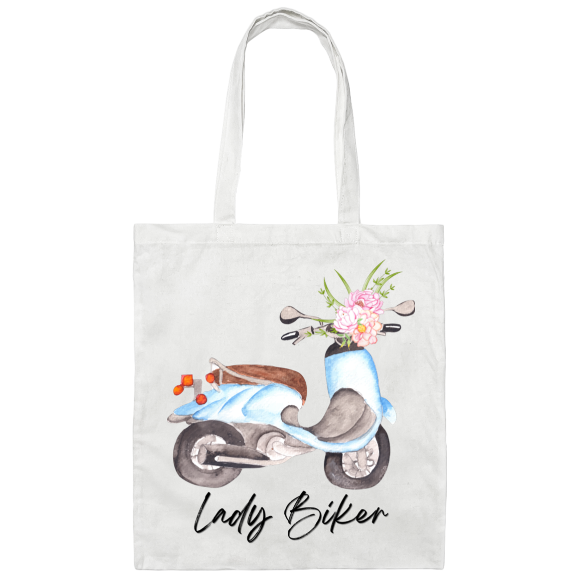 Lady Biker Canvas Tote Bag