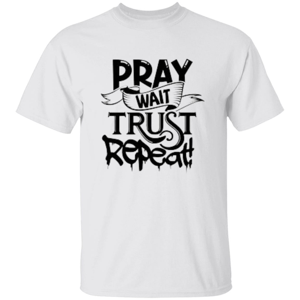 Pray Wait Trust Repeat 5.3 oz. T-Shirt For Women, ,Shirt for Woman, T Shirt for Women, Christian Shirts for Women, Jesus Shirt, Gift for Women, Gift for Her, Christian Clothing