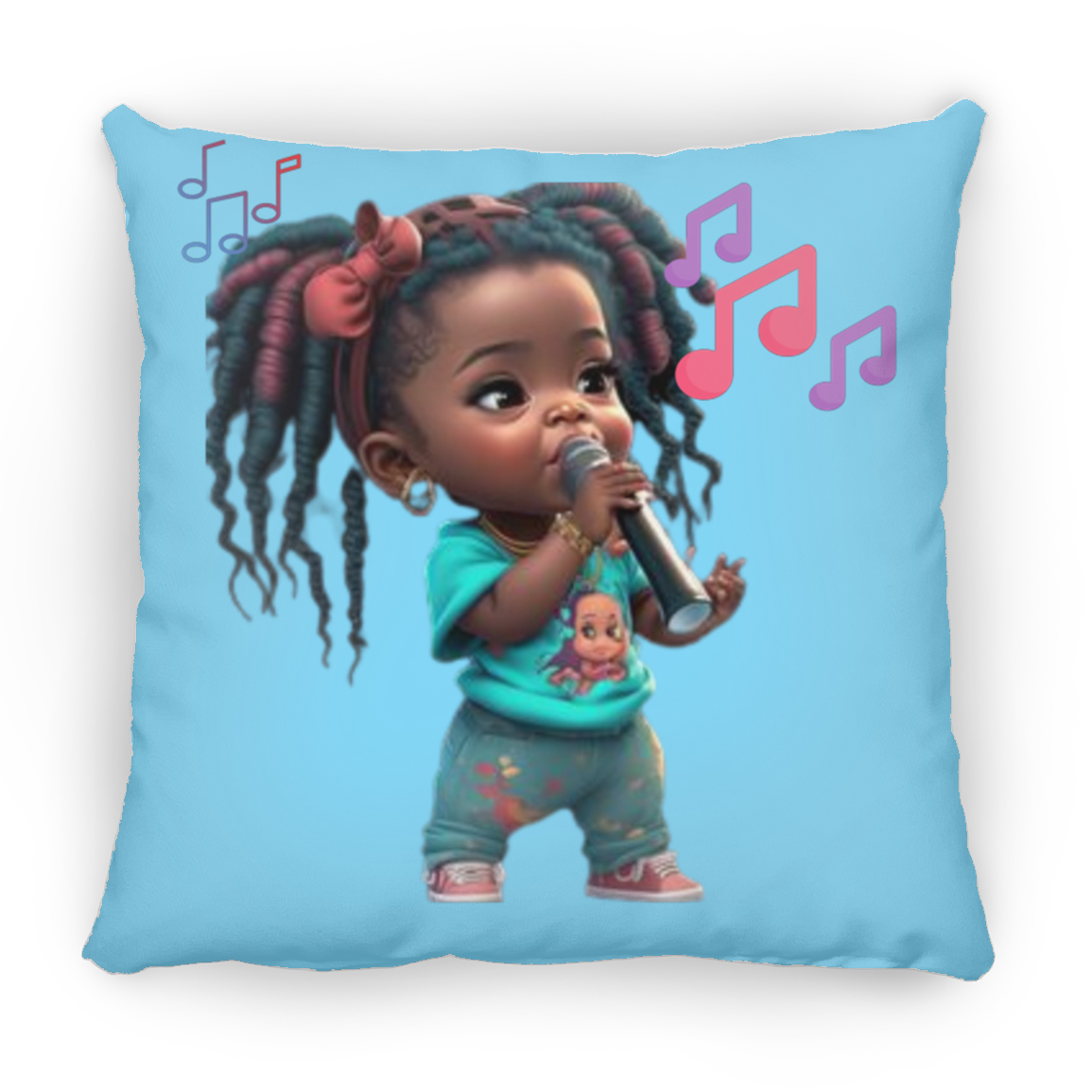 Little Girl Singing Large Square Pillow