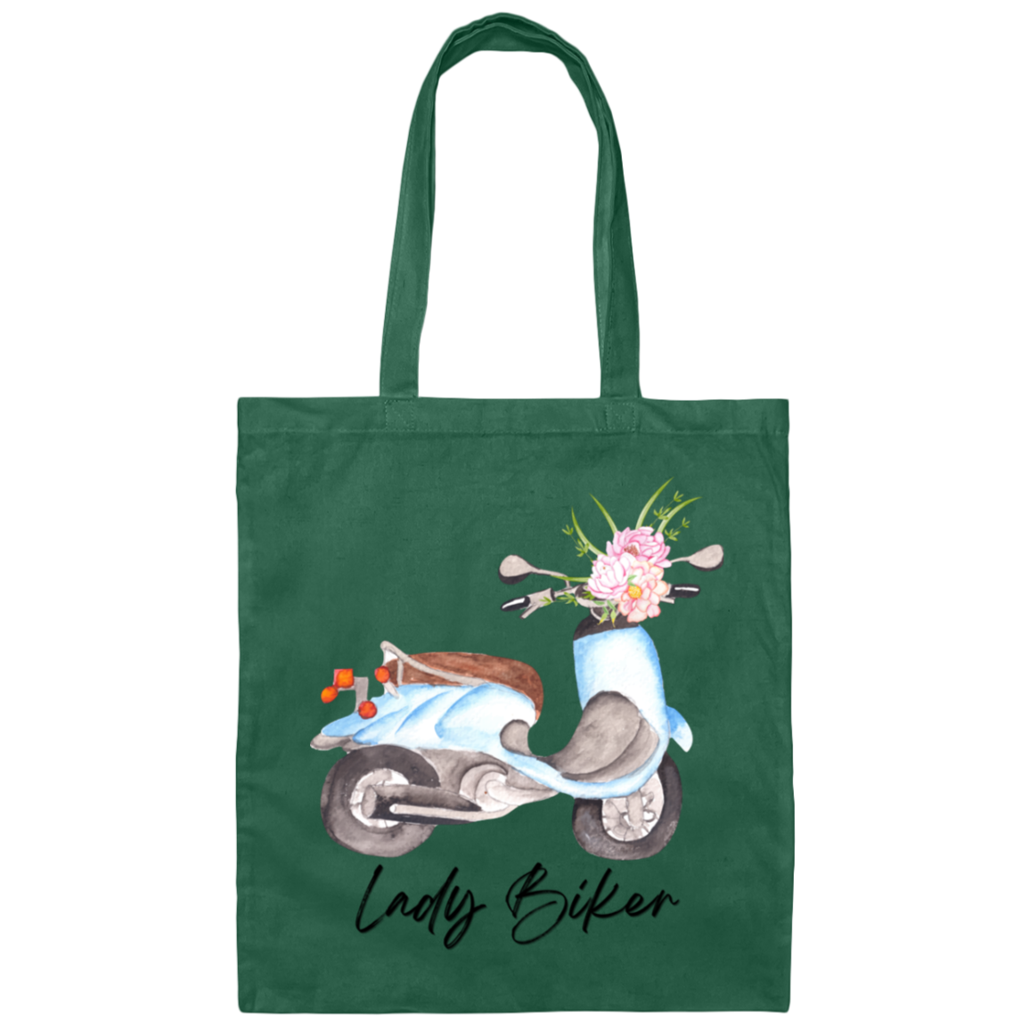 Lady Biker Canvas Tote Bag