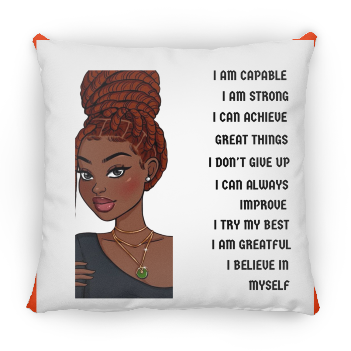 I Am Capable Large Square Pillow Girls Affirmations Print | Girls Room Wall art, Cute Black Girl, Black girl magic print, Inspirational print for girls