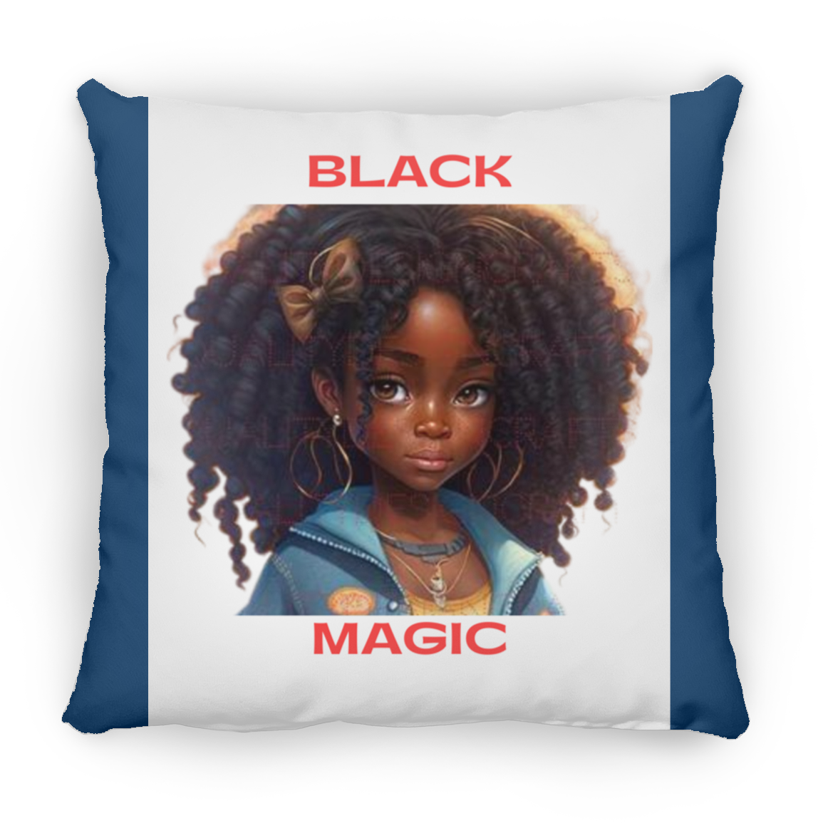 Black Girl Magic Large Square Pillow, Kids Beautiful Black Girl Magic Melanin Black Woman, Afro Fashion Girl African American