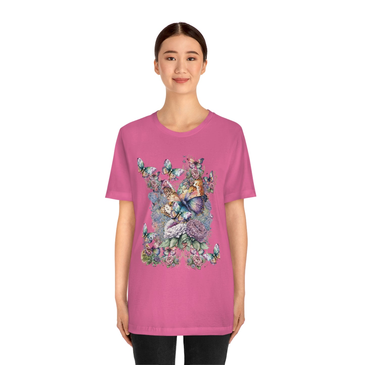 Butterfly Unisex Jersey Short Sleeve Tee, With Butterfly, Entomology Butterfly, Chalcedony Butterfly, Amalee Butterfly, Colorful Butterfly Shirt