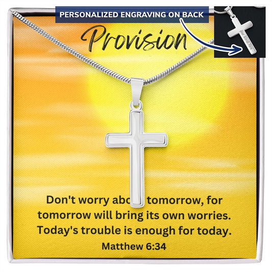 Provision Personalized Stainless Steel Cross Necklace, Cross Pendant, Holy Confirmation, Gift from Godparent, Gift from Parents, Confirmation Necklace, Baptism Gift, First Communion, Faith, Christening, Confirmation, Cross Necklace