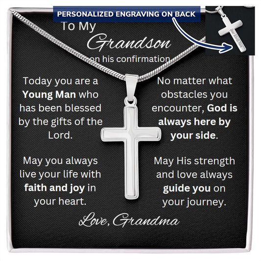 Grandson Confirmation, Confirmation Gift for Boys, Gift from Grandma, Confirmation Necklace, Gift for Him, Baptism Gift, First Communion, Faith, Christening, Confirmation, Cross Necklace