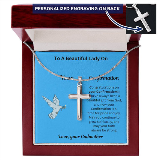 Personalized Confirmation Gift from Godmother, Confirmation Gift for Girls, Gift from Godparent, Confirmation Necklace, Holy Confirmation for Girls, Confirmation Gift for Girls Catholic, Confirmation Cross Necklace