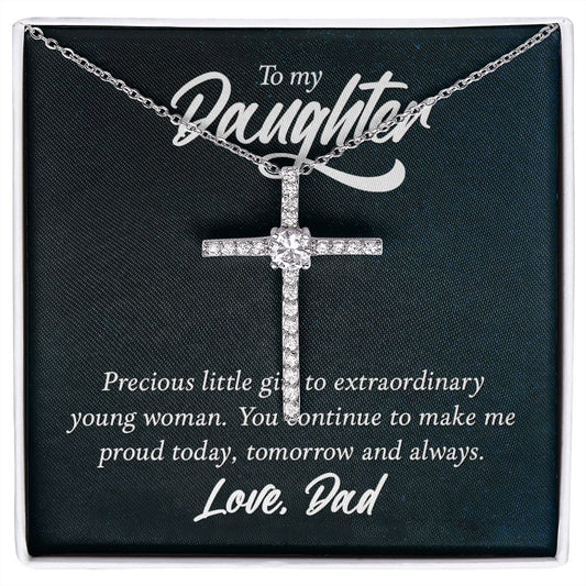 To My Daughter CZ Cross necklace, Cross Pendant, Holy Confirmation, Gift from Parents, Confirmation Necklace, Gift for Him, Gift for Her, Baptism Gift, First Communion, Faith, Christening, Confirmation, Cross Necklace